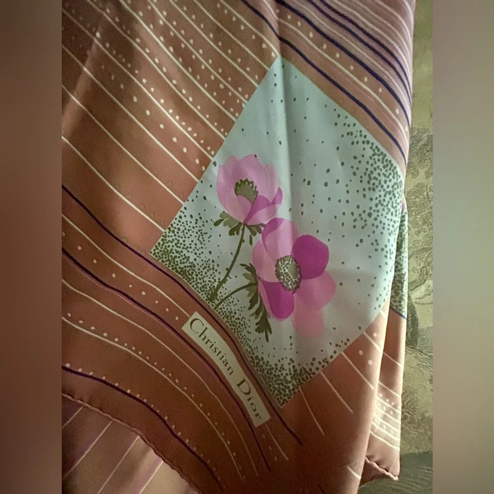 Beautiful Christian Dior Silk Hand Rolled Stitch Scarf *